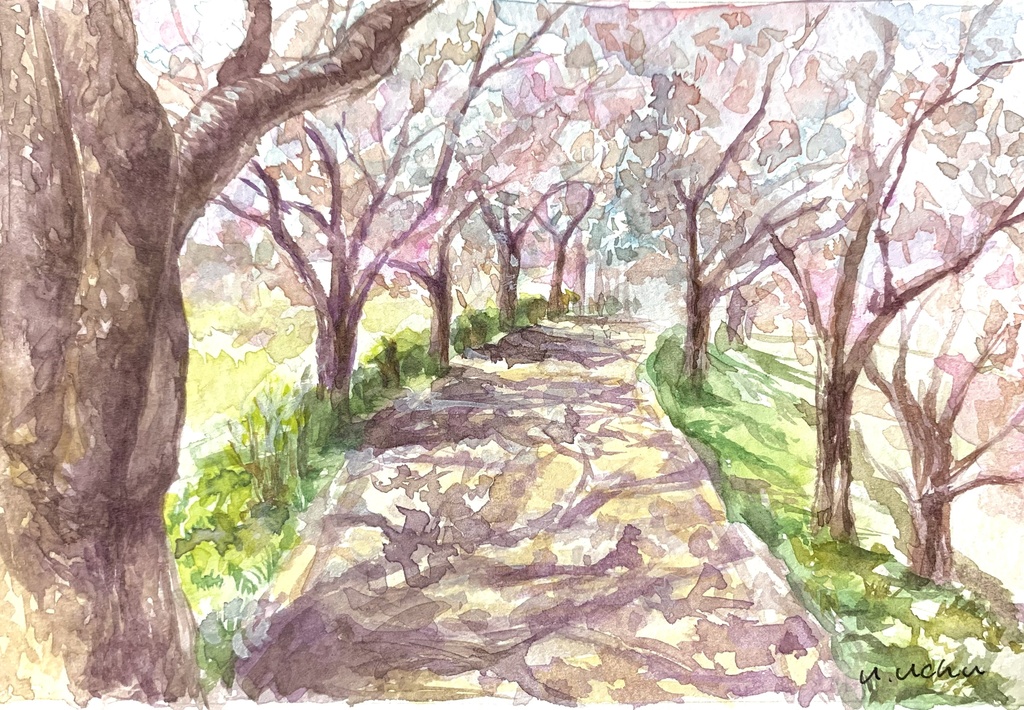 原画・送料無料】春 迎春 お部屋でお花見気分 「桜」原画縦約40㎝×横約