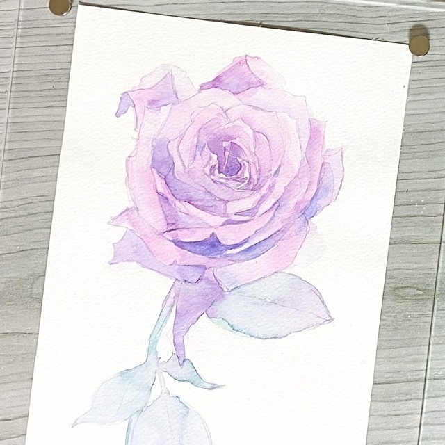 超美品！原画最高級プラチナ箔を押したピンクと紫の薔薇箔押しアクリル