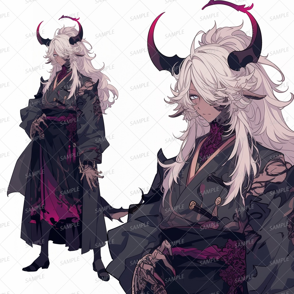 獣人】角の白髪の女性_立ち絵 - きゃら館 - BOOTH