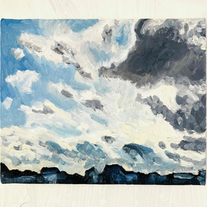 絵画 『 Aphrodite』空 油彩・原画・丸形アートパネル 直径25cm