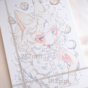 手描きイラスト オリジナル 「山藤の案内人」 原画 イラストボード