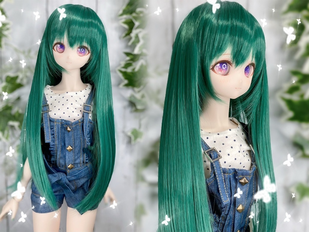 ドールウィッグ*ロングヘアー*フォレストグリーン*9～9.5インチ