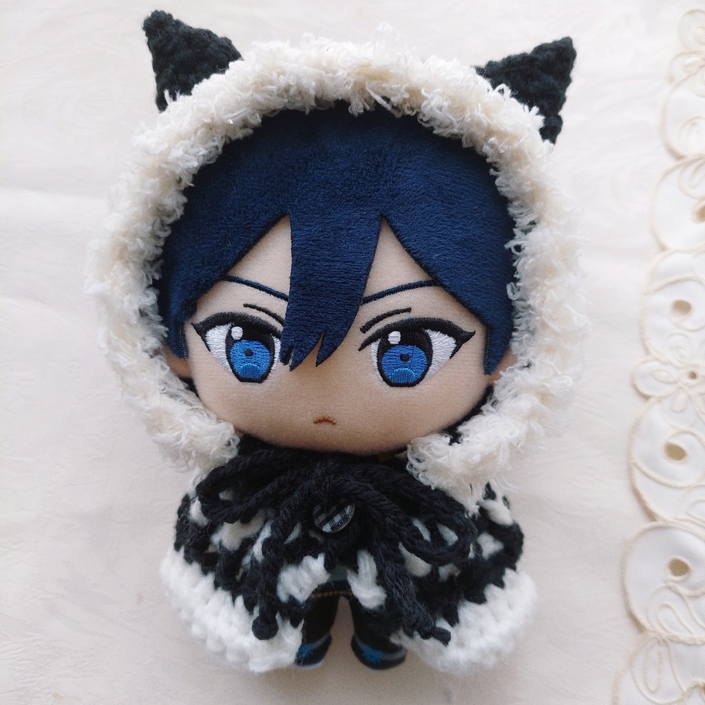 16センチぬい着ぐるみポンチョ 黒オフ白 - miyaあむあむ - BOOTH