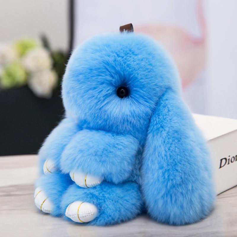 Fluffy Bunnies Fuzzy Fur Ball Pom Pom keychain- Bunny Keychain