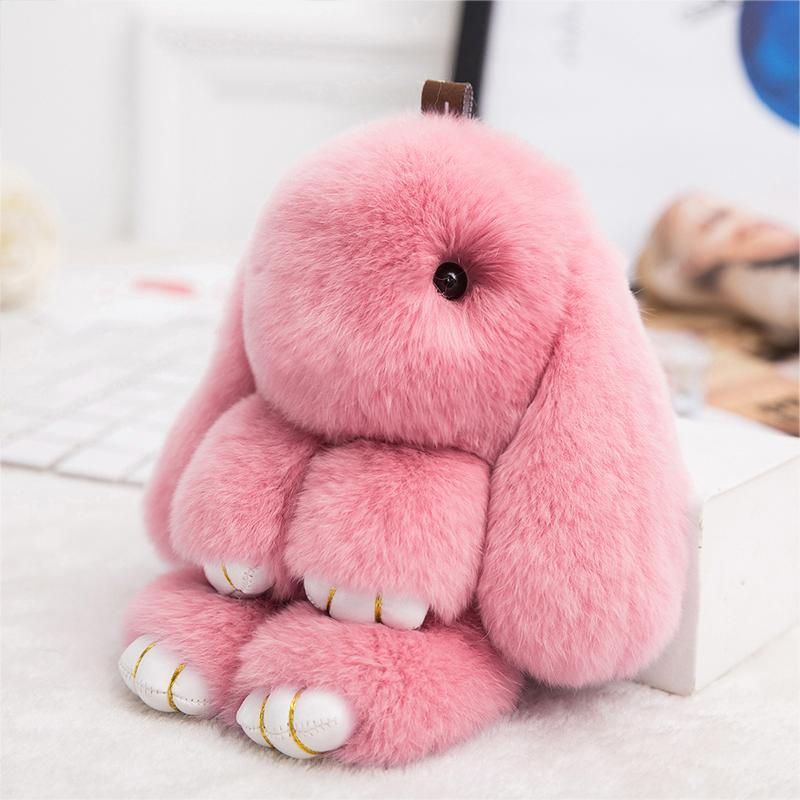 Fluffy Bunnies Fuzzy Fur Ball Pom Pom keychain- Bunny Keychain