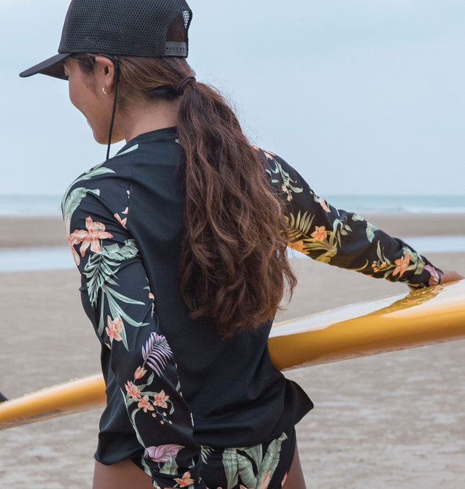 OUTLET】Roxy LS LYCRA ウィメンズ ラッシュガード BLACK ボタニカル柄