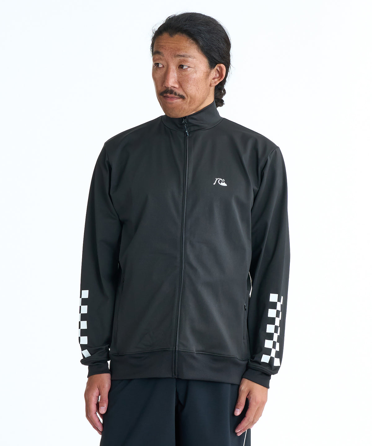 QUIKSILVER メンズ CHECKER ZIP 長袖ラッシュガード UPF50+ 接触冷感
