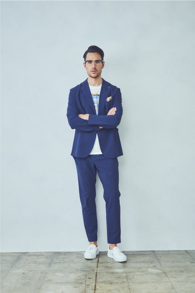 わ*丸様 STUDIO by DÛRBAN 水色 ストライプ ビジネスジャケット わ*丸