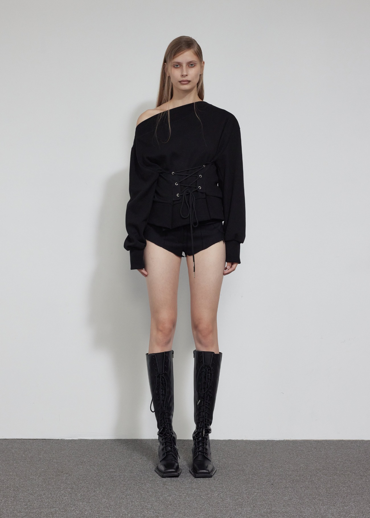 4TH] CORSET SWEATSHIRT, BLACK