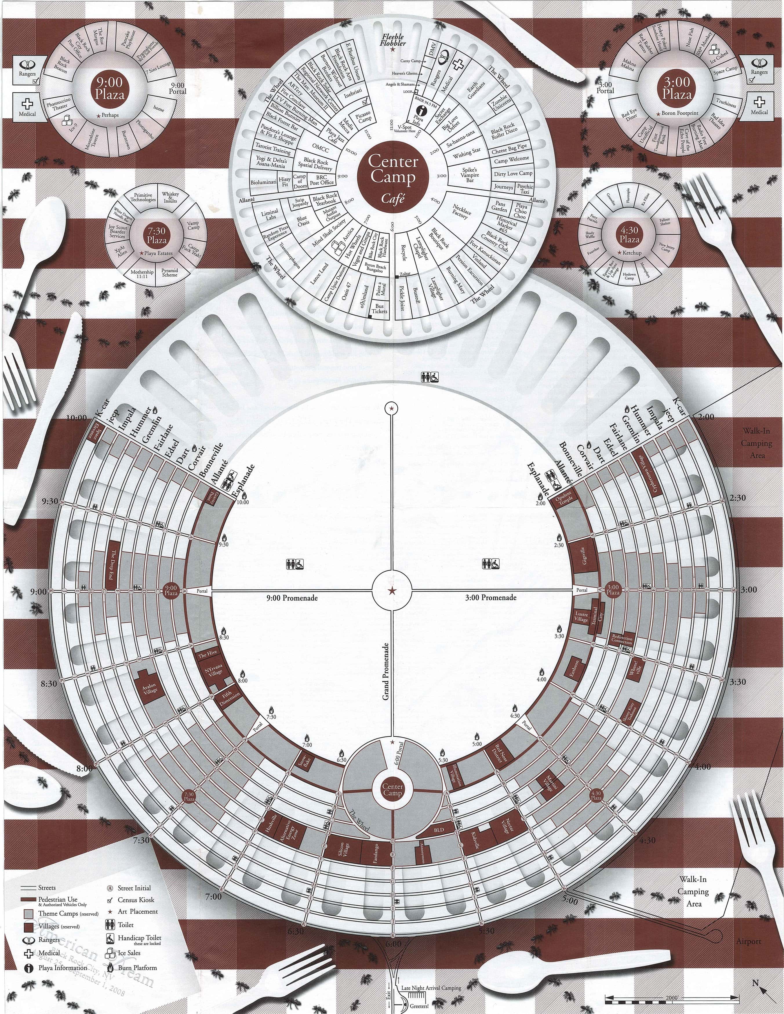 Map of the Playa at Burning Man 2008 - Rare & Antique Maps