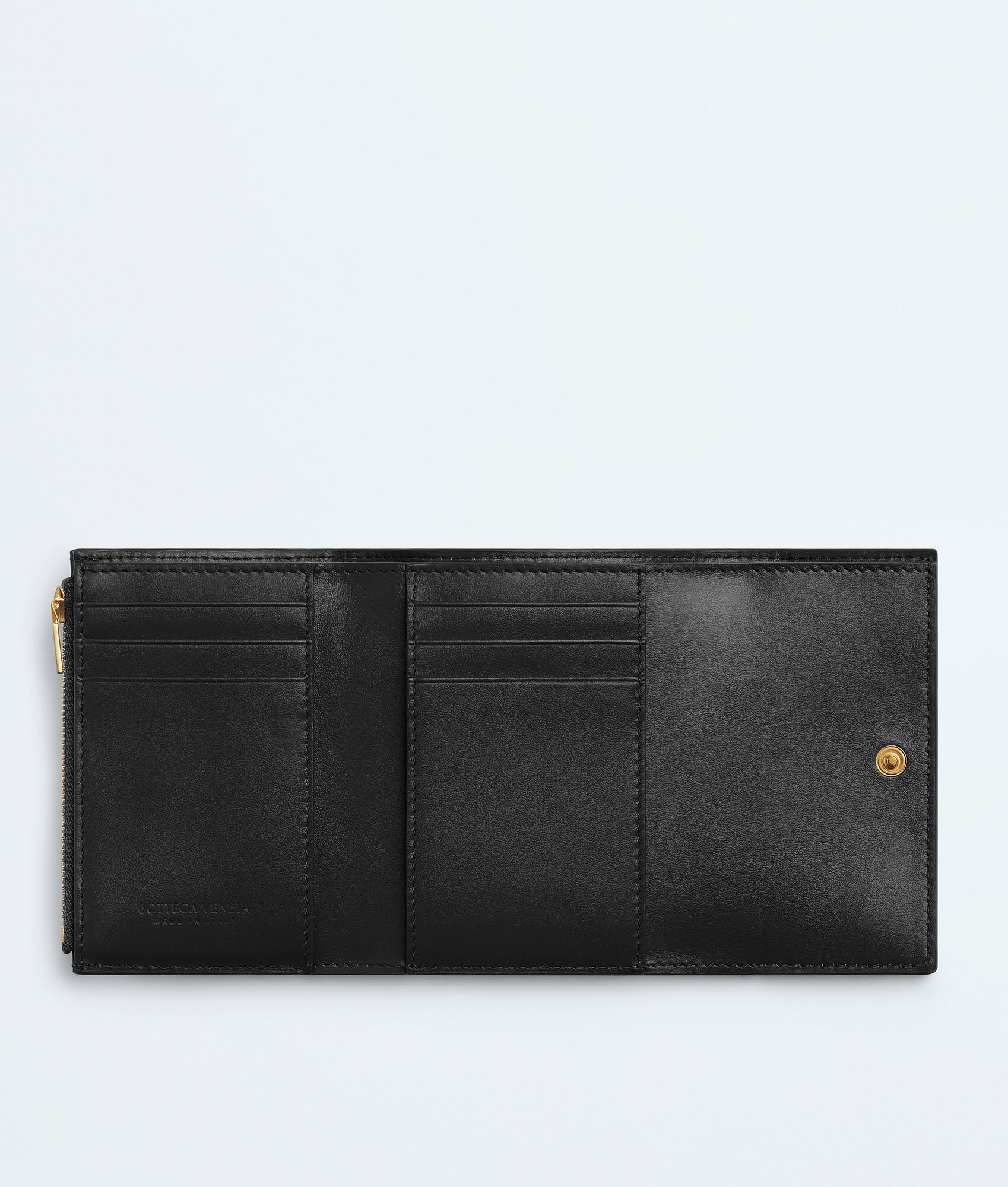 Women's Cassette Small Tri-Fold Wallet in Black | Bottega Veneta US