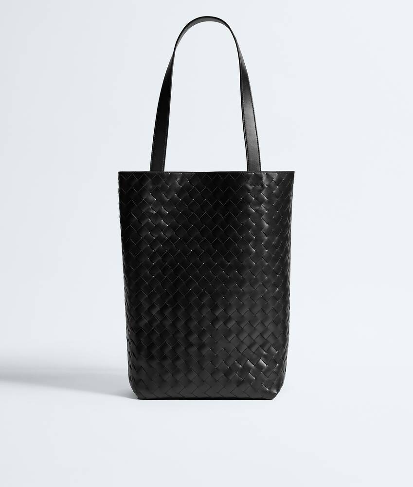 Small Intrecciato North-South Tote in Black | Bottega Veneta US