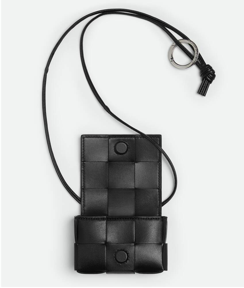 Men's Cassette Airpods Case On Strap in Black | Bottega Veneta US
