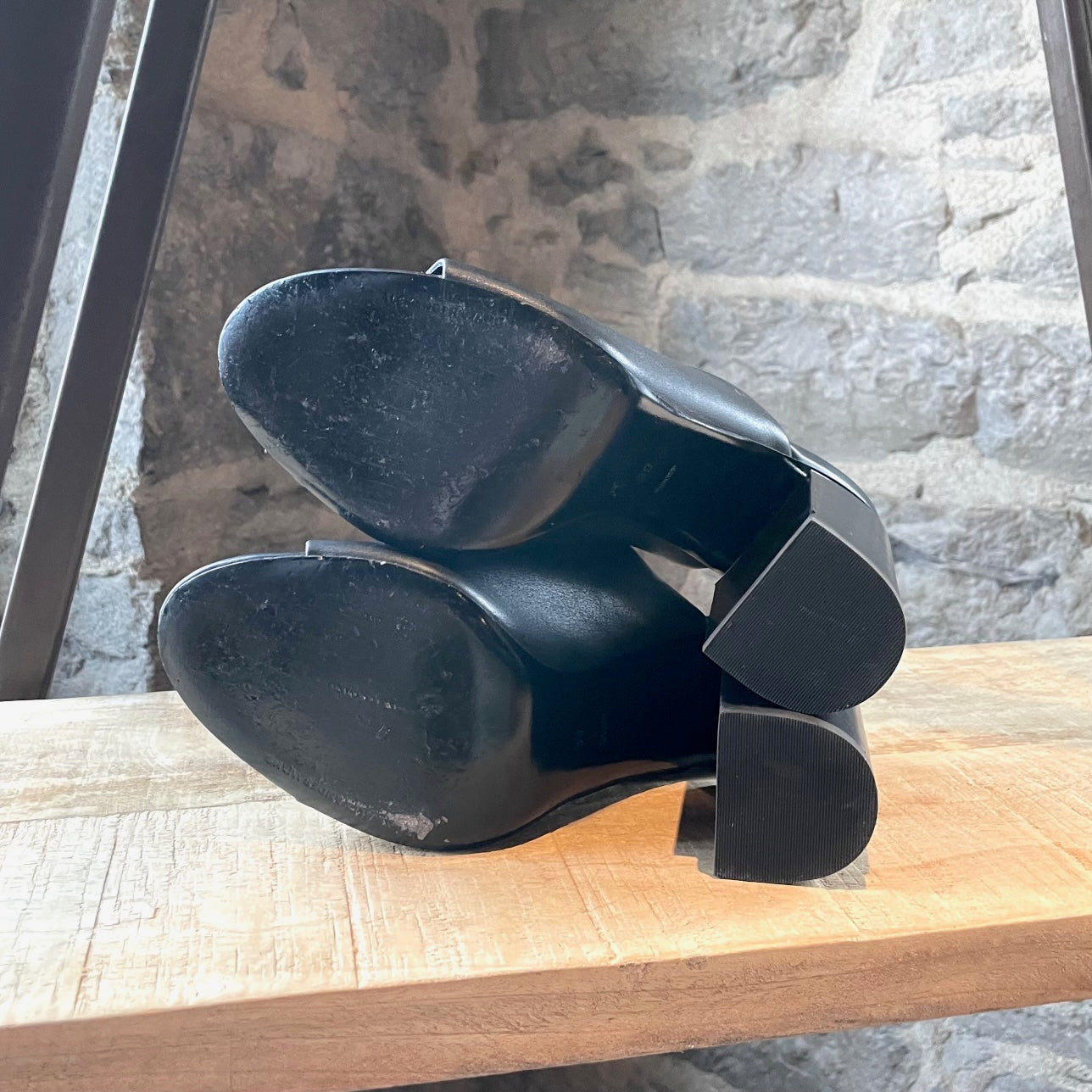 Alexander Wang Black Leather Avery Floating Heeled Mules