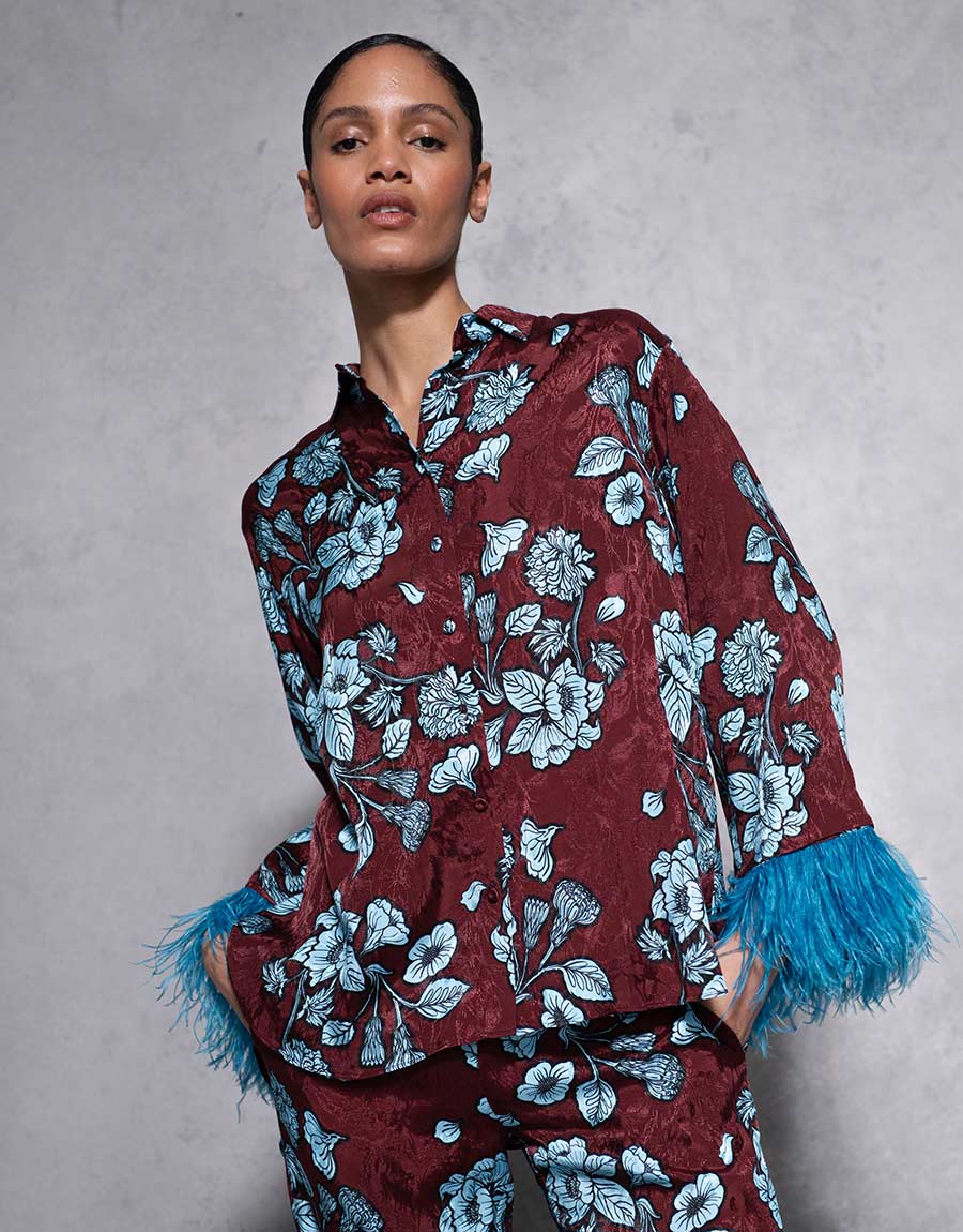 Nesse Floral Jacquard Shirt - Glass Flower Blue - SALE – Borgo de Nor