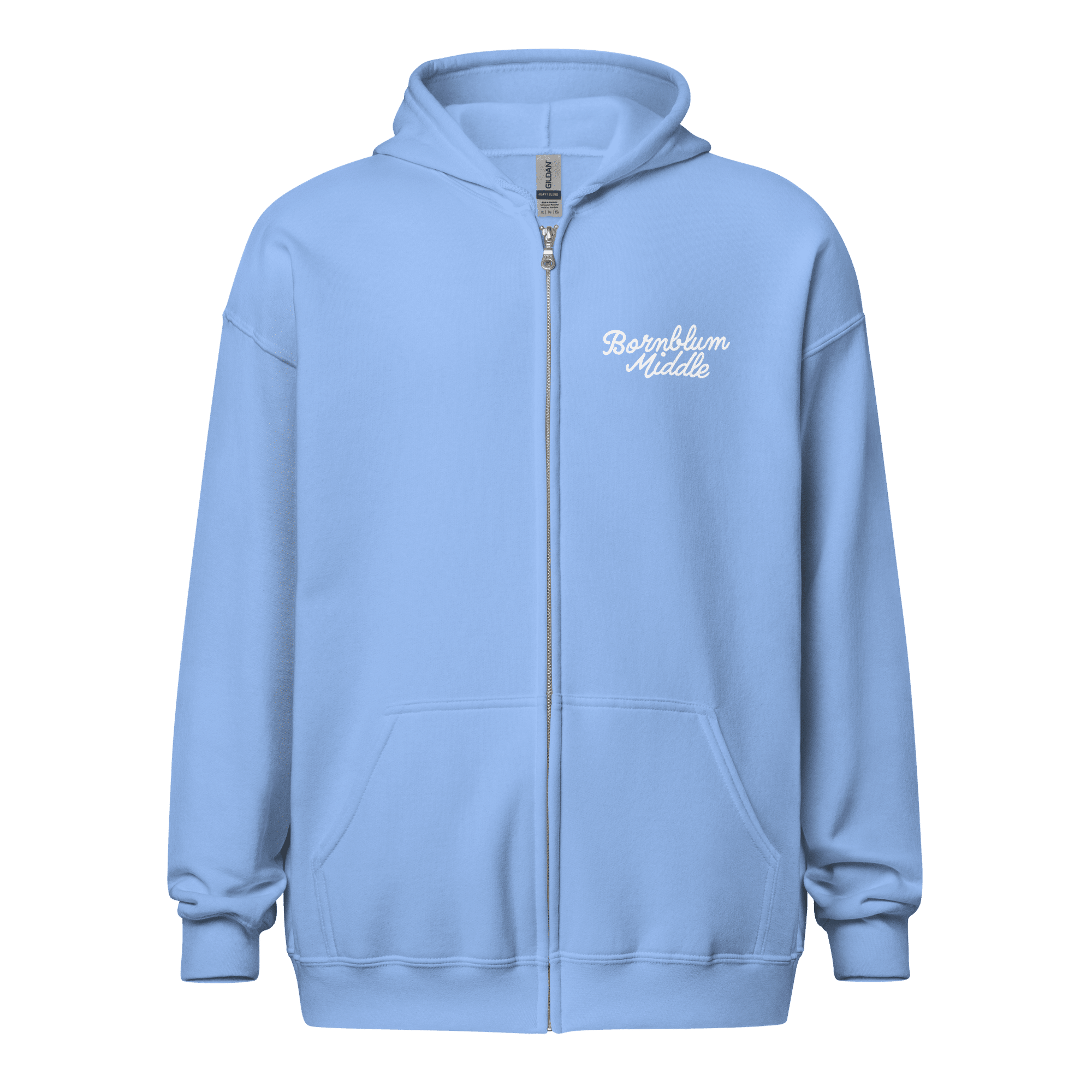 Adult Bornblum Middle Unisex Zip Hoodie — Royal or Light Blue