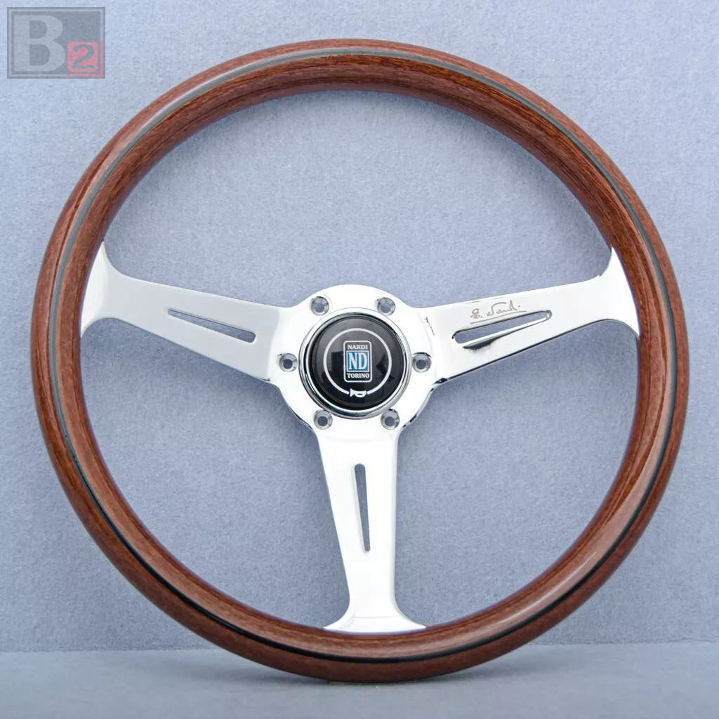 Nardi Classic 360mm Steering Wheel Mahogany Wood with Chrome