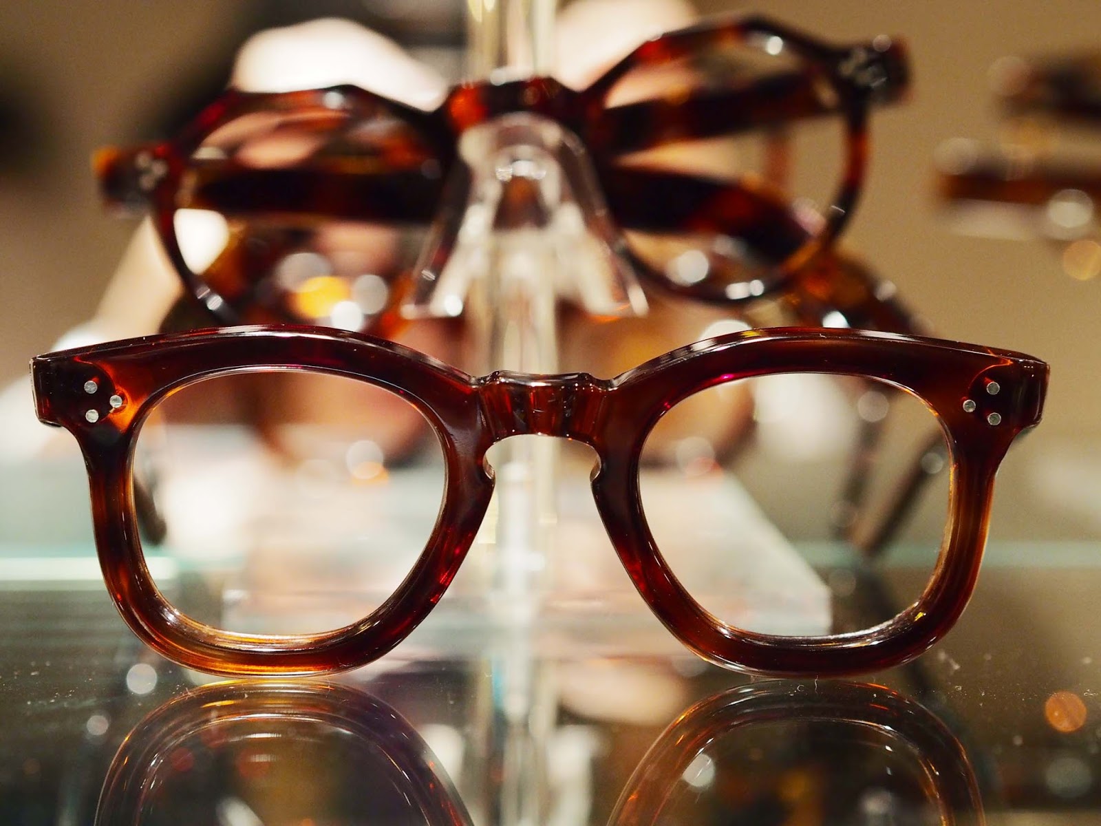 フレンチビンテージフレームブラウン プラスチック メガネ US 6-23