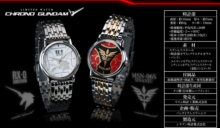 GUNDAM GUY: Gundam Collectibles: Citizen Chrono Gundam UC Watches