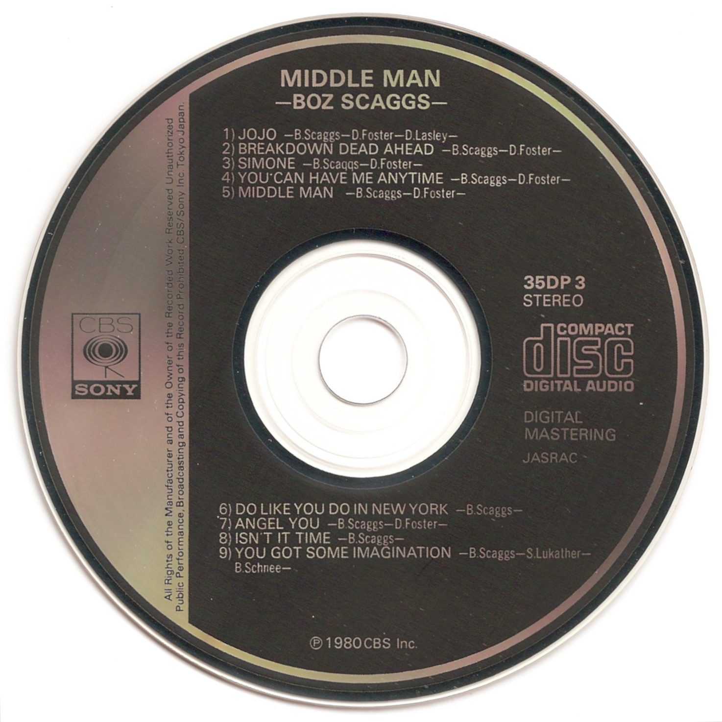 The First Pressing CD Collection: Boz Scaggs - Middle Man