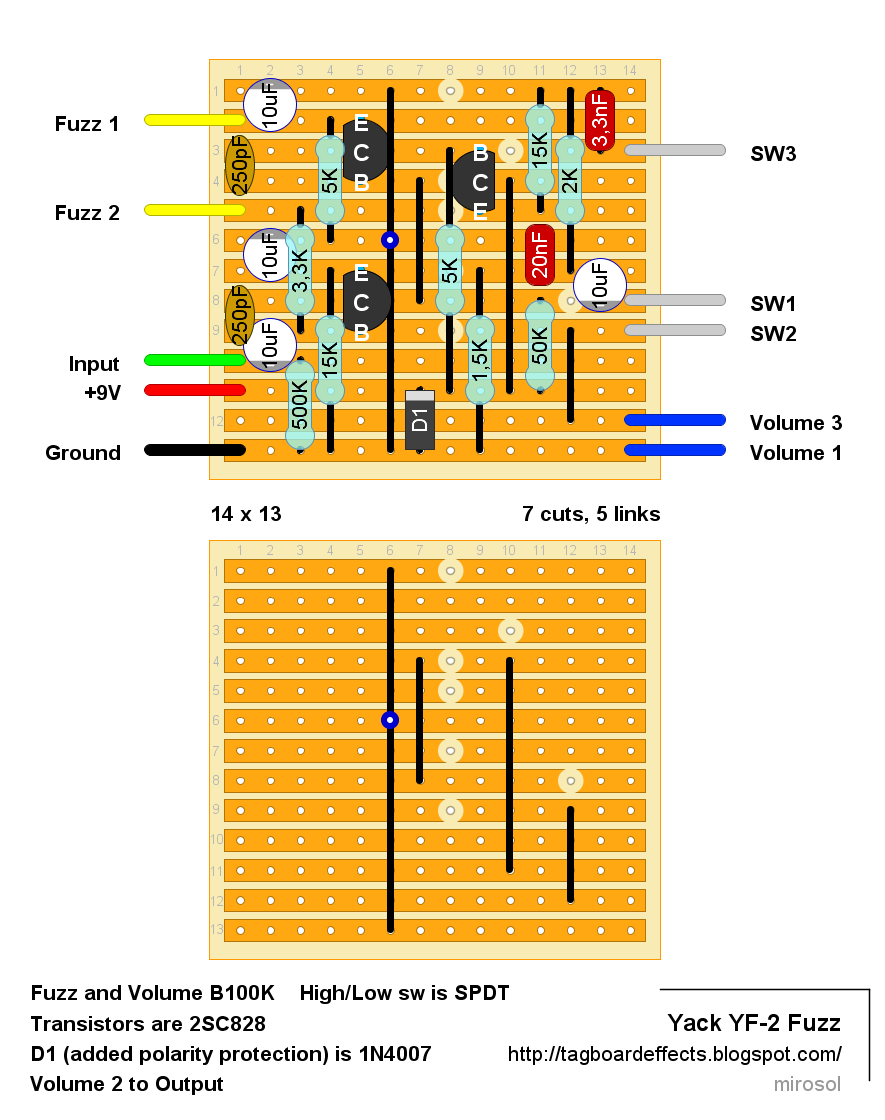 Guitar FX Layouts: YACK YF-2 Fuzz