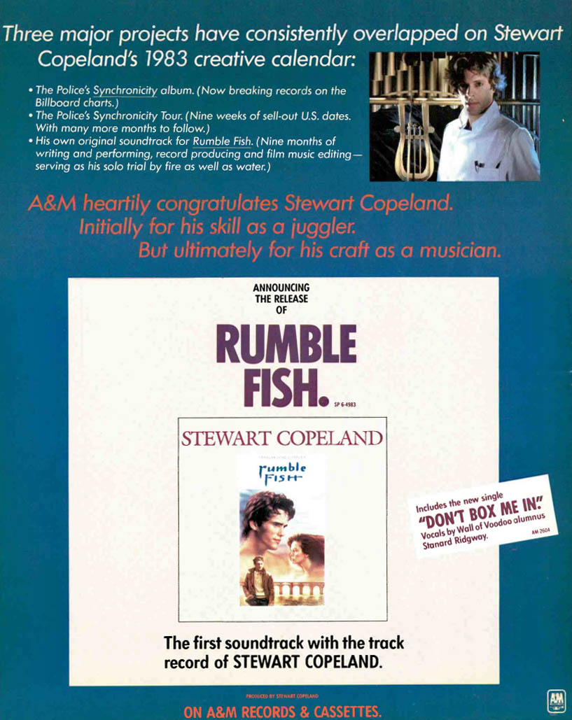 Rumble Fish ポリス サウンドトラック LPレコード Rumble Fish ポリス