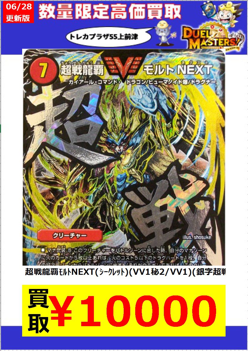 デュエルマスターズ】『超戦龍覇 モルトNEXT』が高騰 文字シク