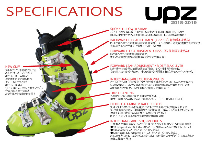 18-19ニューモデル UPZ(ユーピーゼット)スノーボードハードブーツ RC