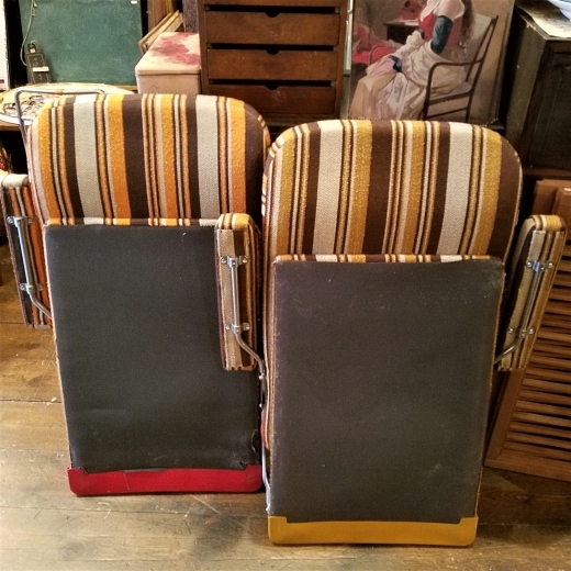 昭和レトロ ヴィンテージ・ストライプの折畳み座椅子 - [Sold Out]過去