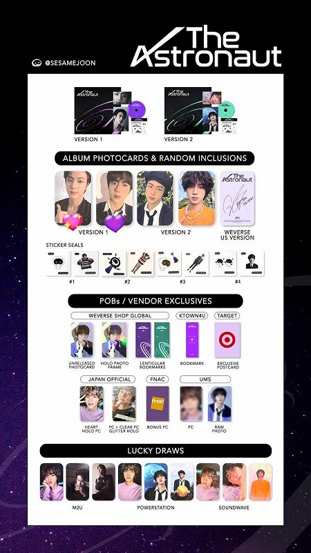 BTS JIN The Astronaut トレカ ラキドロ 公式 BTS JIN The Astronaut