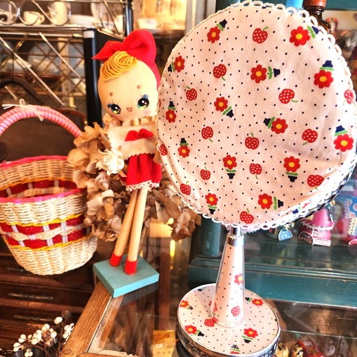 昭和レトロポップ 花柄の卓上スタンドミラー(メイクミラー) - [Sold