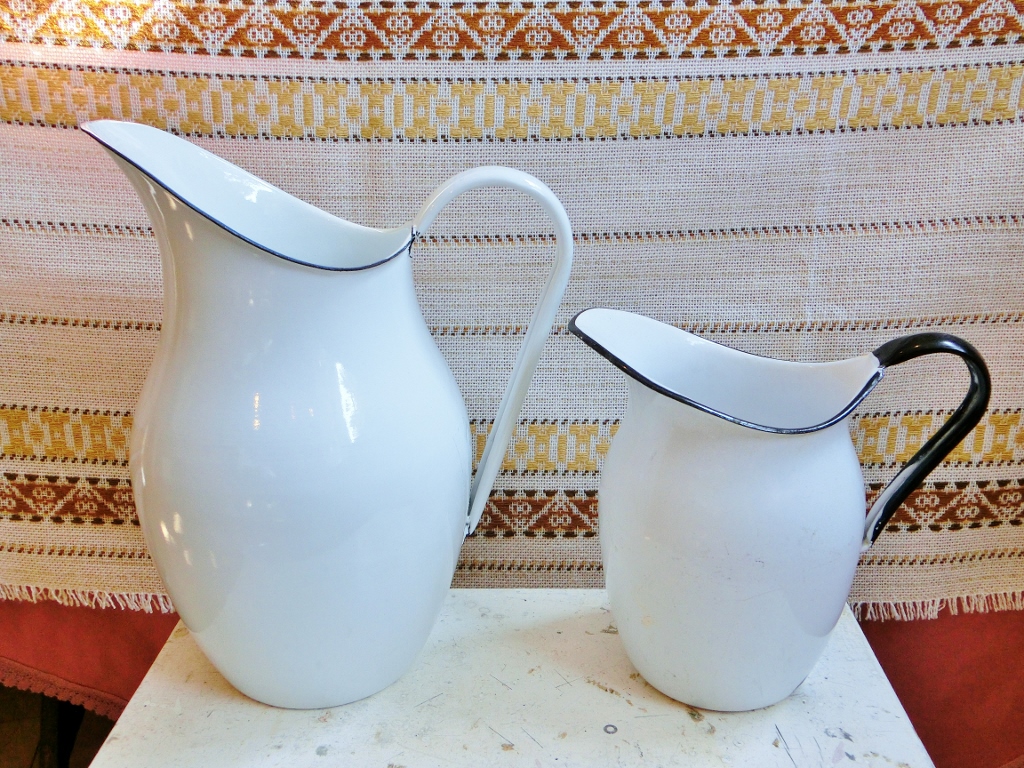 イギリスより♪アンティークホーロー ジャグとウォッシュタブ3種