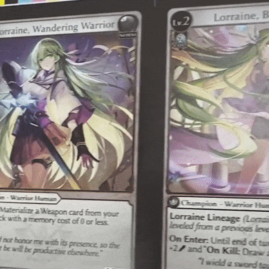Sample cards: Lorraine, Wandering Warrior | Silvie, Wrote a Blog