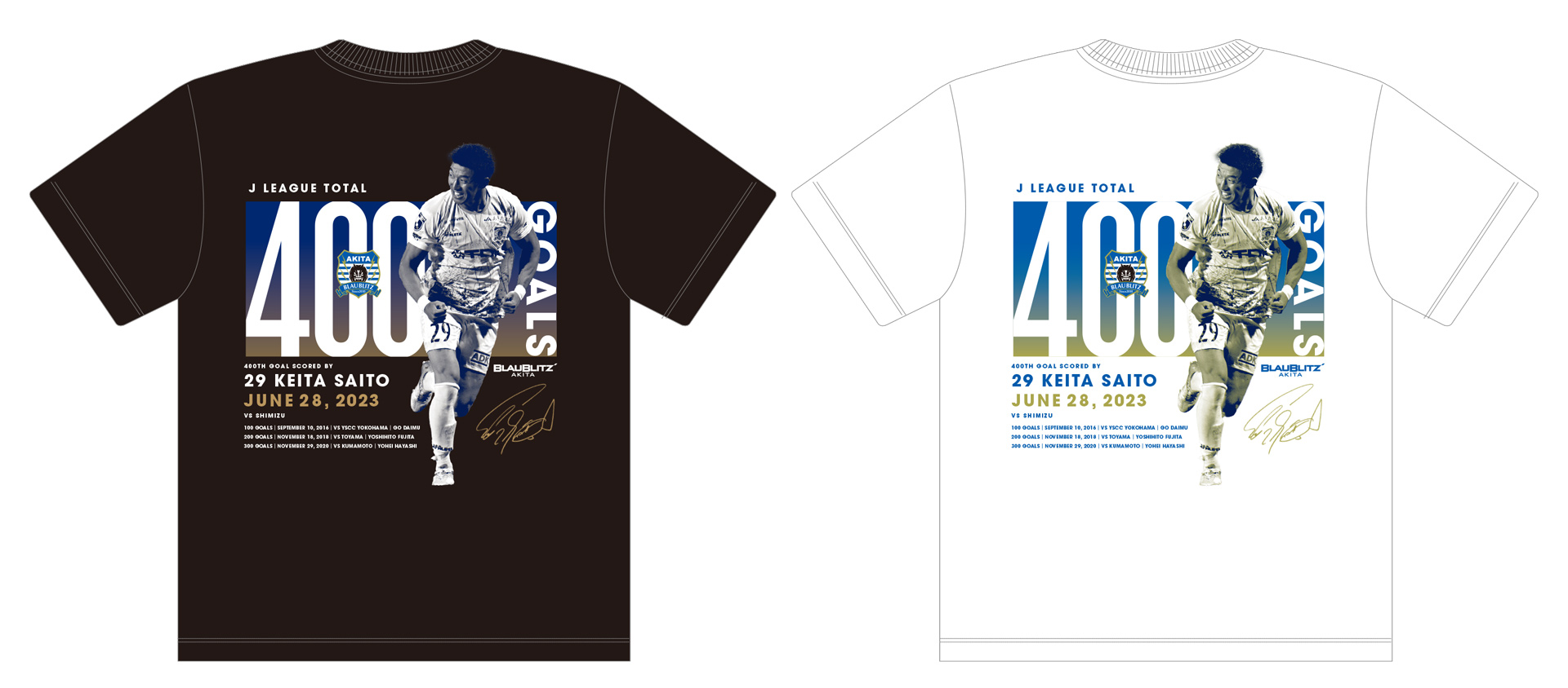 デザイン決定】ブラウブリッツ秋田Jリーグ通算400ゴール達成記念グッズ