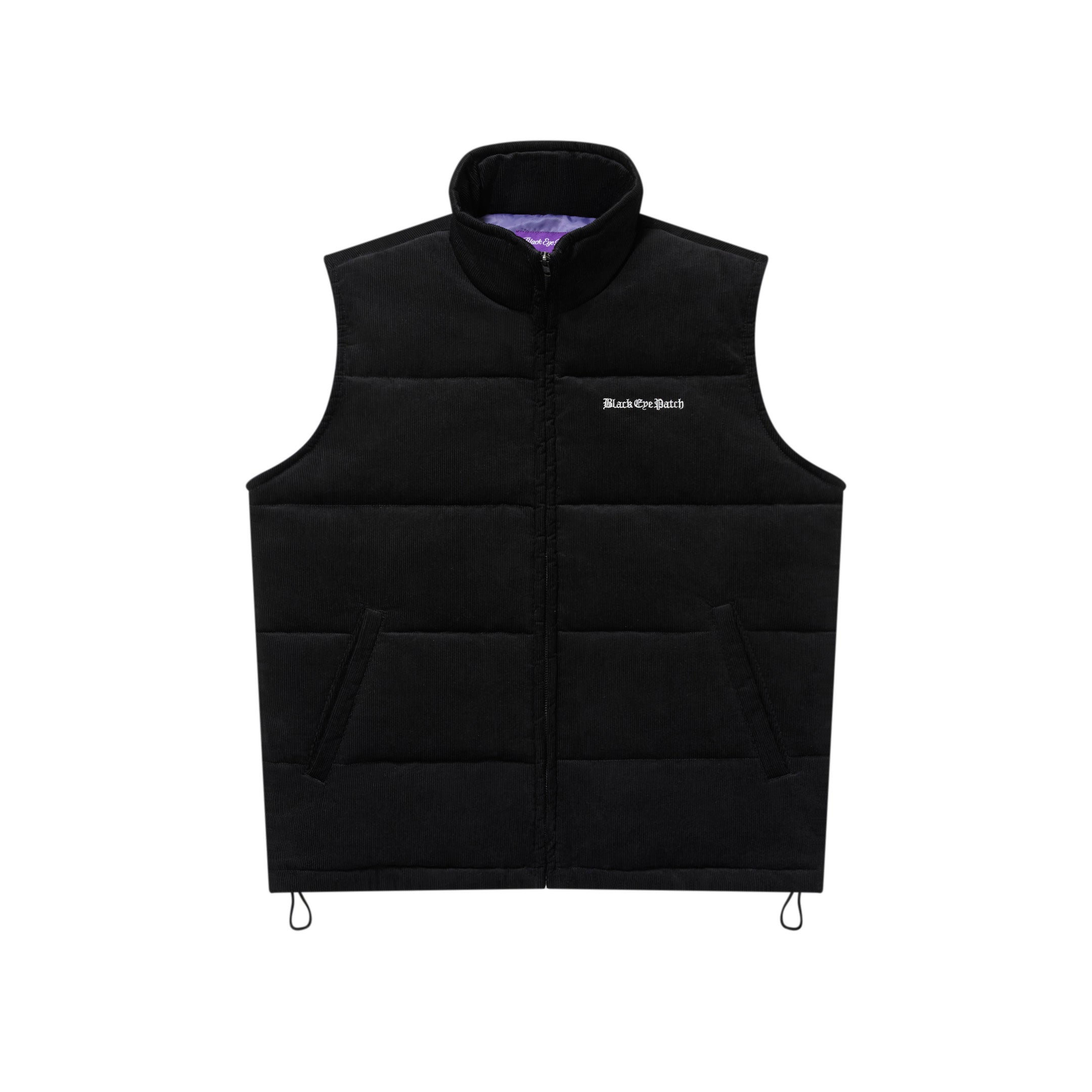 OE LOGO CORDUROY PUFFER VEST BLACK – BlackEyePatch