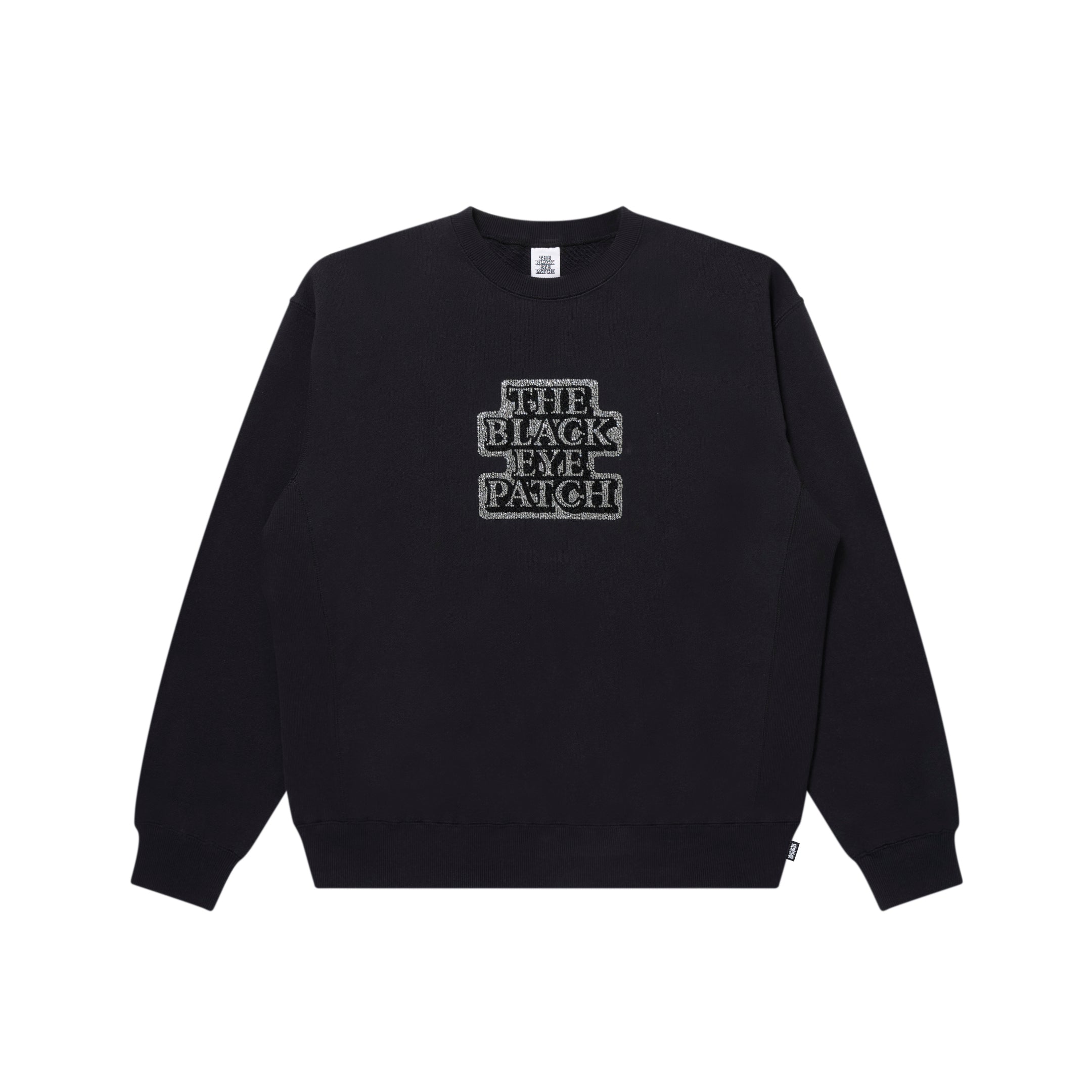 RHINESTONED OG LABEL CREW SWEAT BLACK – BlackEyePatch
