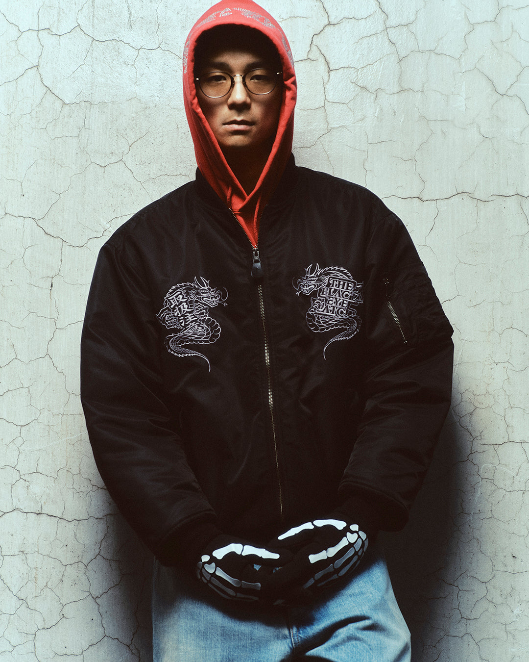 DRAGONS EMBROIDERED BOMBER JACKET BLACK – BlackEyePatch