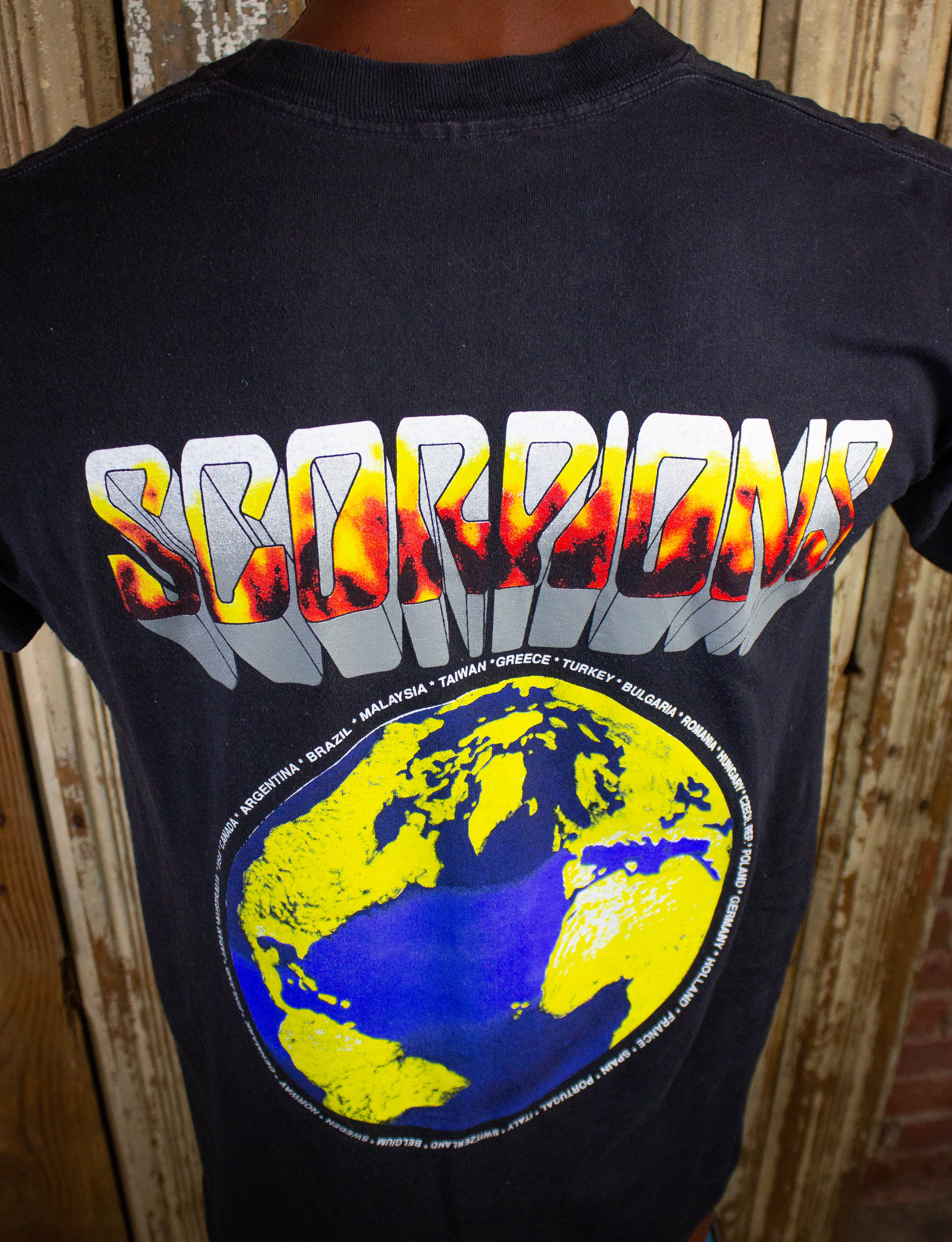 Vintage Scorpions World Tour Concert T Shirt 90s Black Medium