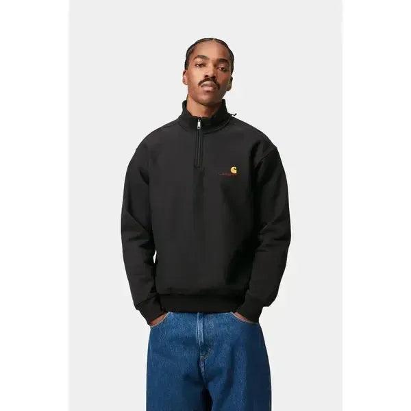 Carhartt WIP Half Zip American Script Sweatshirt Black – Black