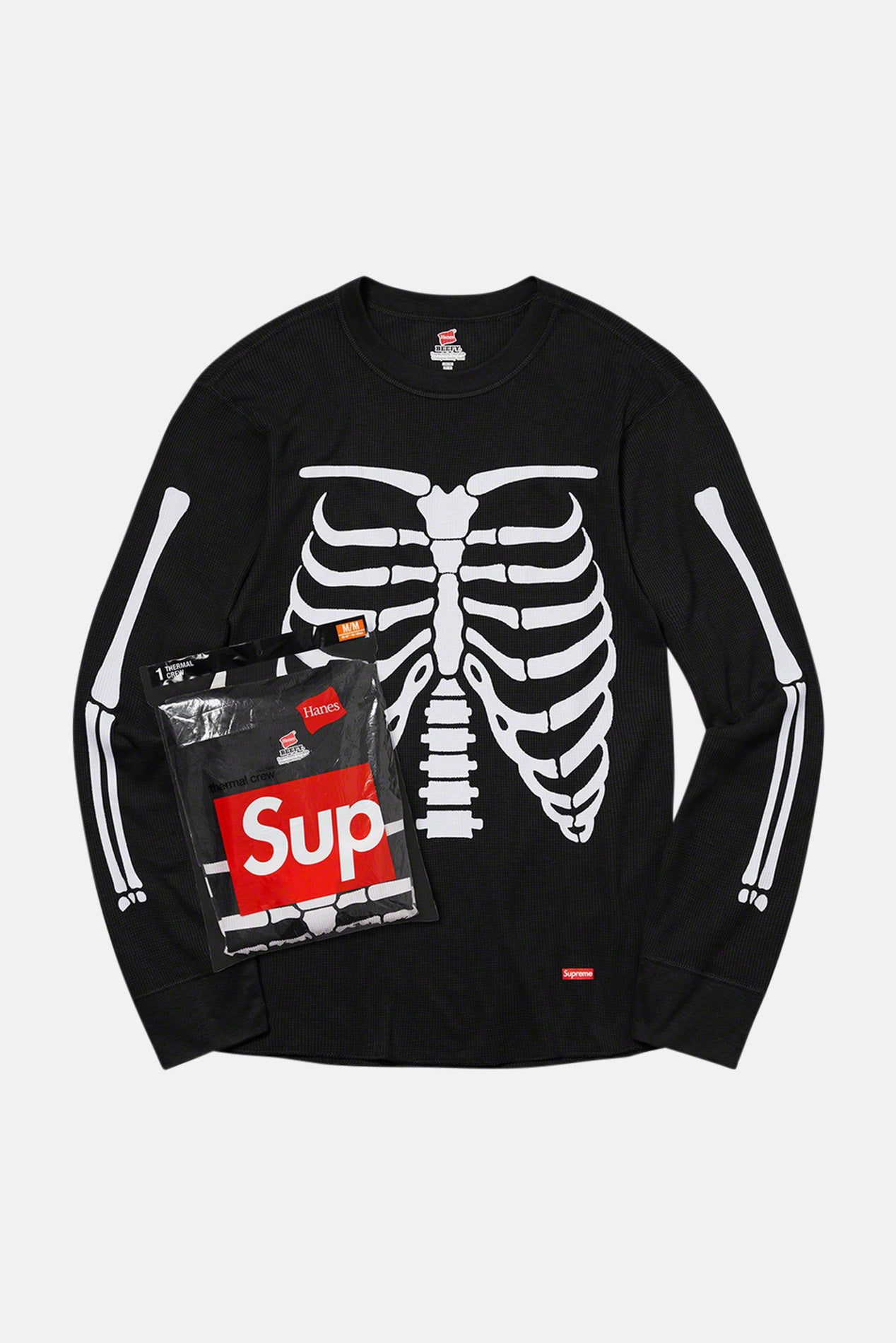 Supreme x Hanes Bones Thermal Crew Black – blueandcream