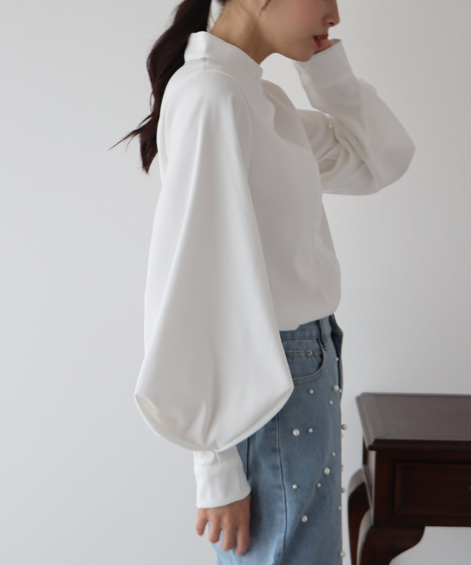 スタンドカラーボリュームスリーブシャツ – BLUE ONLINE
