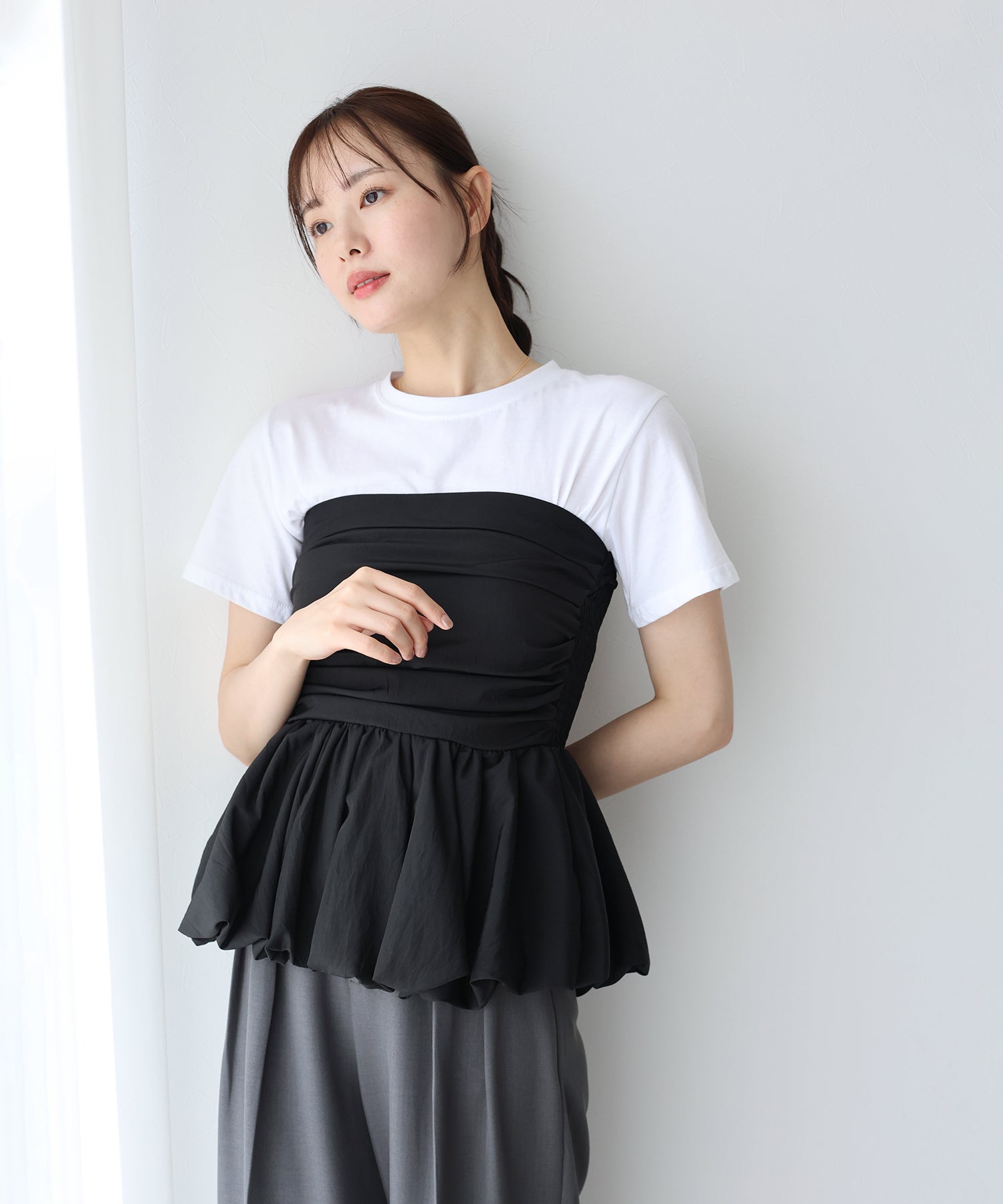 CottonバルーンRibbonビスチェ ブラックFREE CottonバルーンRibbon