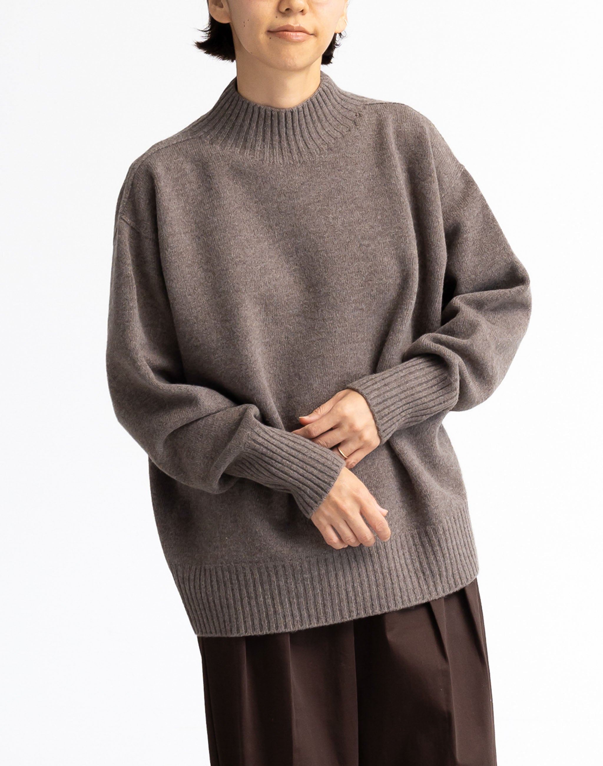 オーバーサイズハイネックニット SATOknit 日本製 ラムウール100