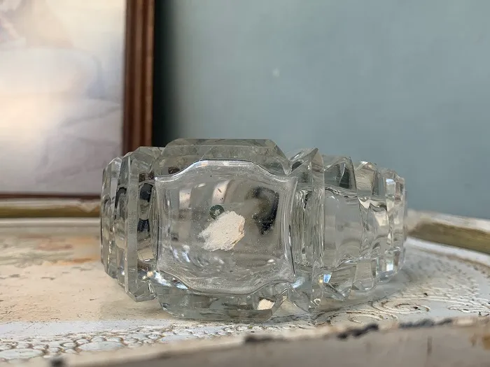 フランス 70s カットガラス 羽 クリアー 香水 空き瓶 パフュームボトル