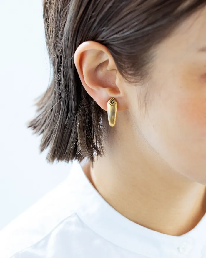 80s GIVENCHY ジバンシィ ゴールド ロゴ ハーフフープ ヴィンテージ