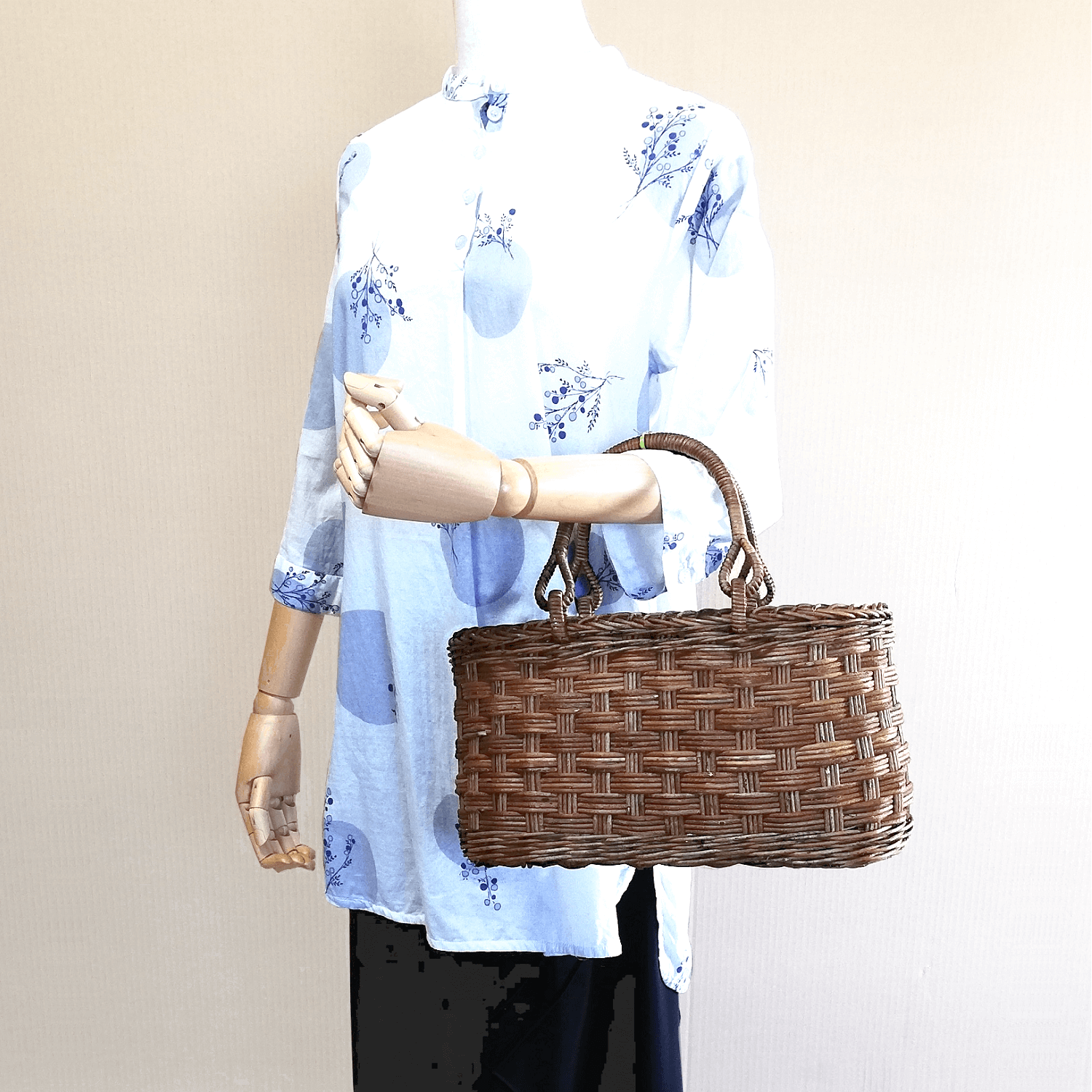 割引｜あけび-かごバッグ｜元禄編み｜中サイズ｜小判底｜浅型｜国産