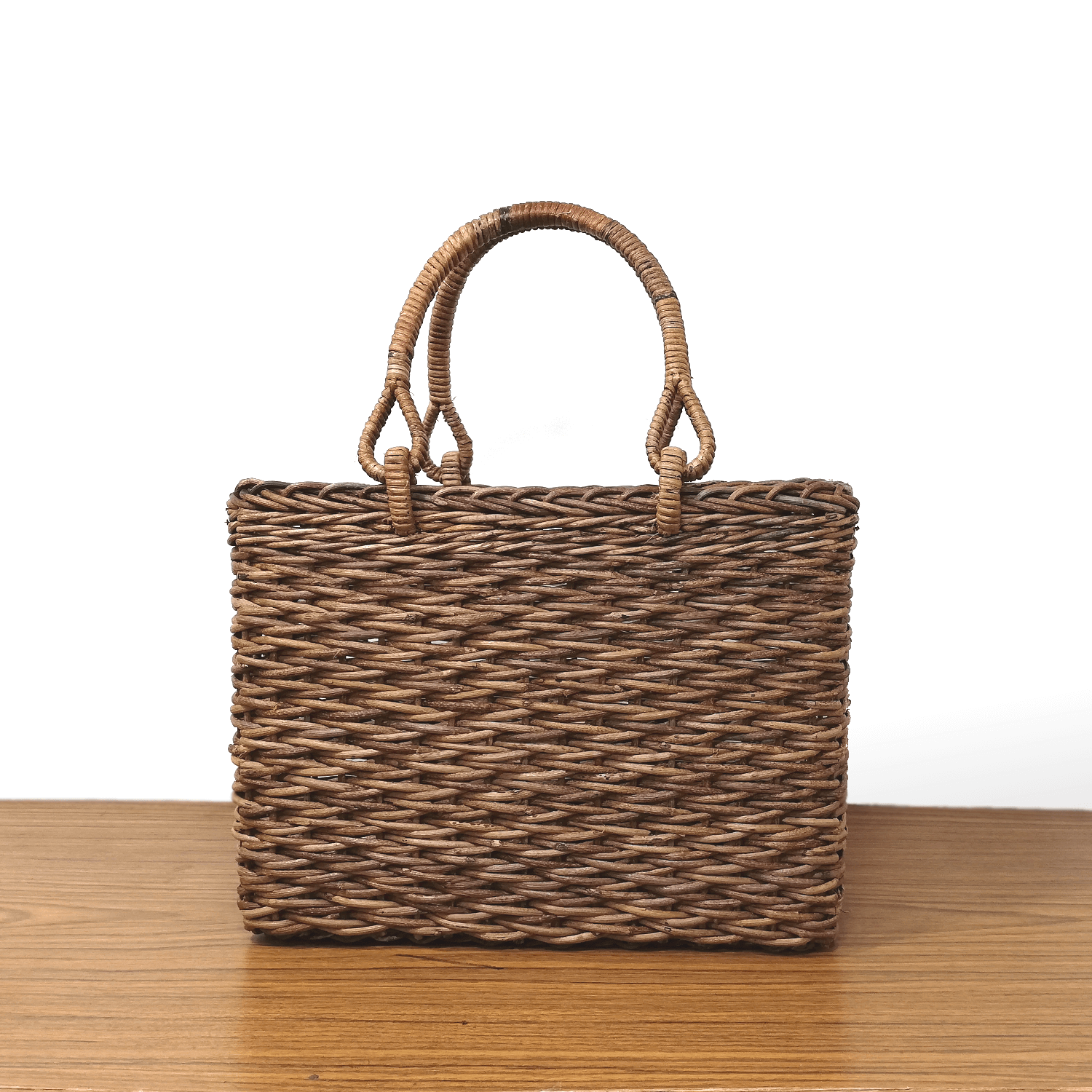 一点物｜あけび-かごバッグ｜小松編み｜中サイズ｜四角底｜薄型｜青森