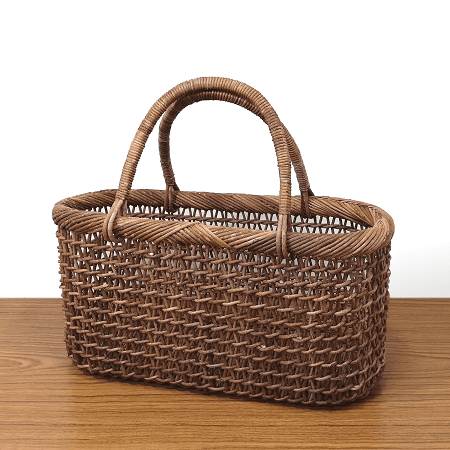 あけび-かごバッグ｜こだし編み｜大サイズ｜小判底｜浅型｜青森県の