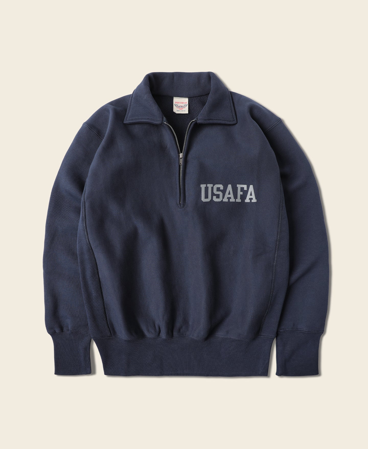 1950s USAFA Reverse Weave Half-Zip Sweatshirt - Navy | Bronson
