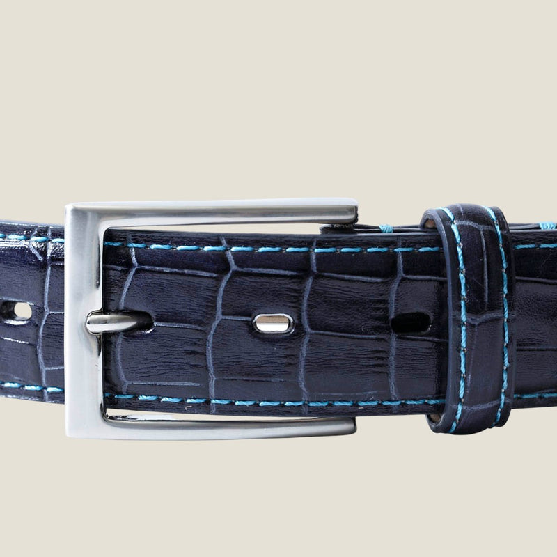 クロコパターンレザー] 35mmベルトcolor：インクブルー – BROOKLYN MUSEUM